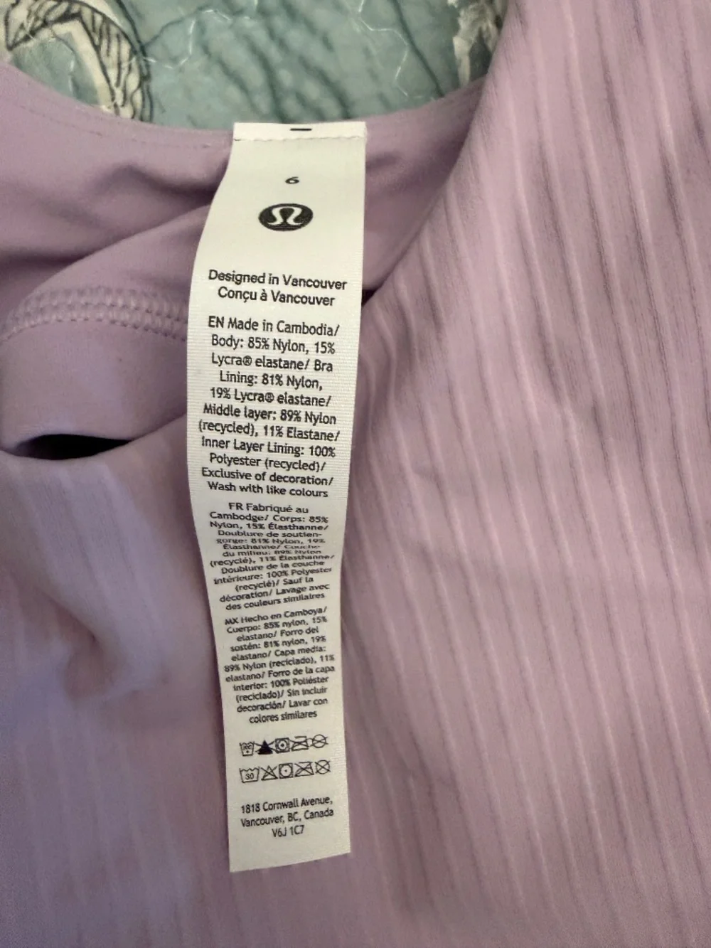 Lululemon align lettuce hem tank B/C cup size 6 NWT (lilac play)